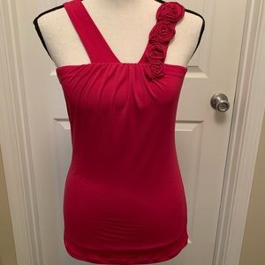 Hot pink flower embellished top